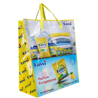 Eco-friendly Customized Chiusura a cerniera con sacchetto tessuto laminato con maniglia tessuta