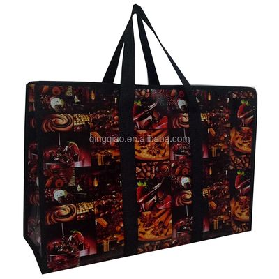 Borsa di tote laminata lucida e ecologica con manico tessuto resistente