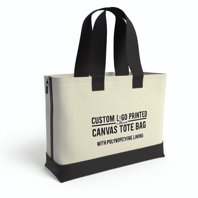 Logo personalizzato stampato con cerniera di tela con rivestimento in PP per acquisti personalizzati